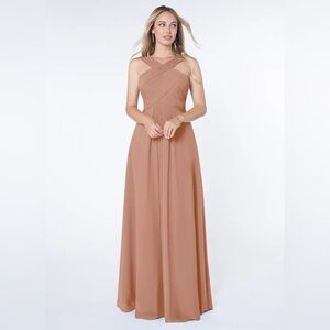 Azazie Kaleigh Bridesmaid Dress, Champagne Rose color, size 10